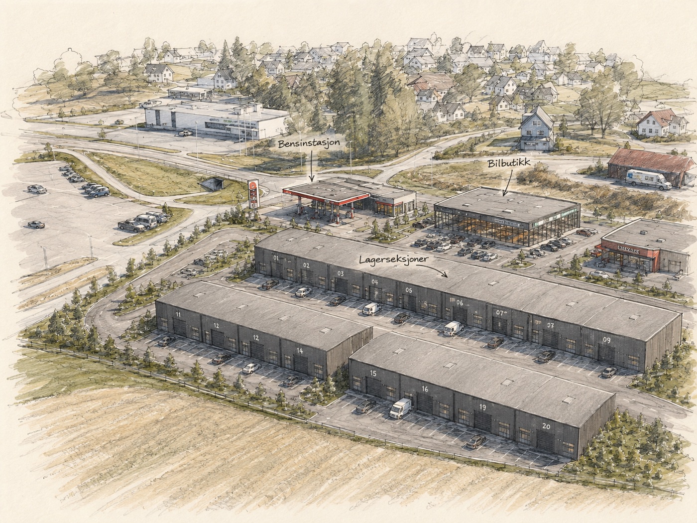 Torp Mellom-området sett fra luften